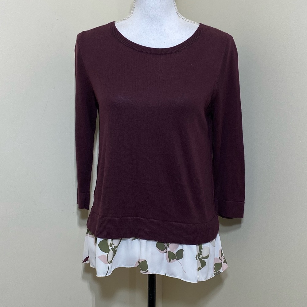 Loft Outlet || Woman’s Purple Mixed Print Floral Sweater Top size SP